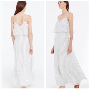 Ann Taylor White and Blue Striped Flowy Maxi Dress